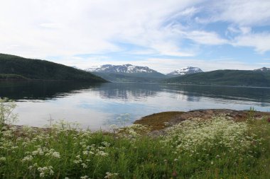 Adaları Kvaloya ve Senja, Norveç, dağlar, göller, Fiyordlar