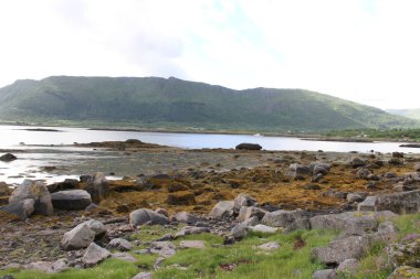Lofoten Yarımadası, Norveç, dağlar, göller ve fiyortları