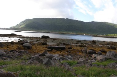 Lofoten Yarımadası, Norveç, dağlar, göller ve fiyortları