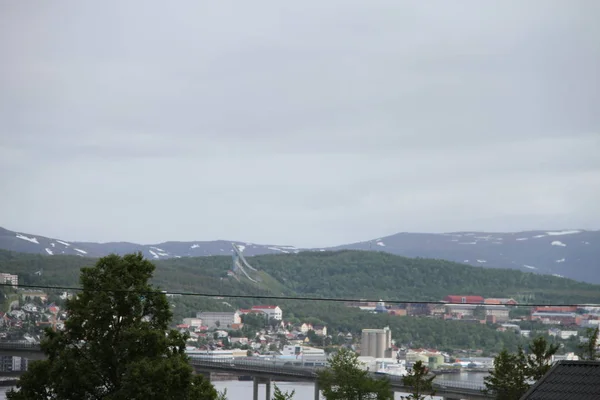 City Tromso Norway View Mountains Buildings Churches Fjords — Stock Photo, Image