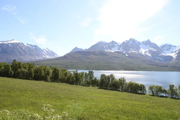 Lyngen アルプス ノルウェー 山とフィヨルド — ストック写真