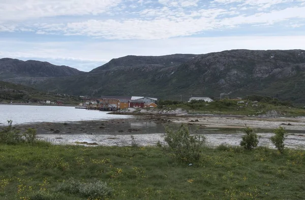 Pulau Kvaloya Dan Senja Norwegia Pegunungan Danau Fjord — Stok Foto