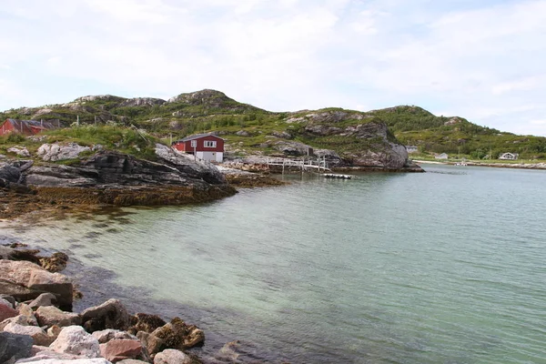Pulau Kvaloya Dan Senja Norwegia Pegunungan Danau Fjord — Stok Foto