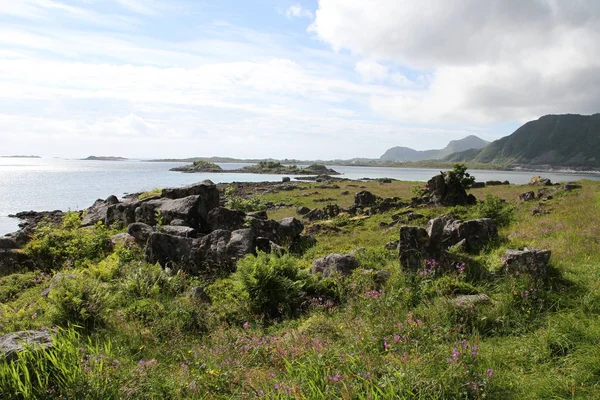 Félsziget Lofoten Norvégia Hegyek Tavak Fjordok — Stock Fotó