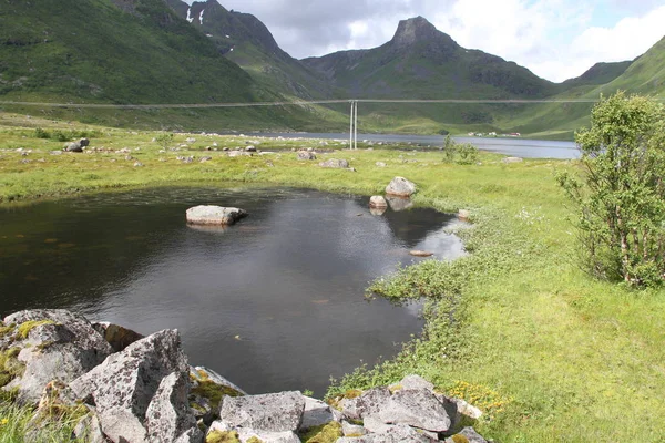 Schiereiland Van Lofoten Noorwegen Bergen Meren Fjorden — Stockfoto