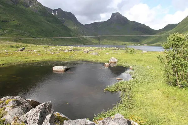 Péninsule Lofoten Norvège Montagnes Lacs Fjords — Photo