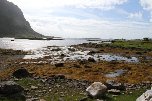 Félsziget Lofoten Norvégia Hegyek Tavak Fjordok — Stock Fotó