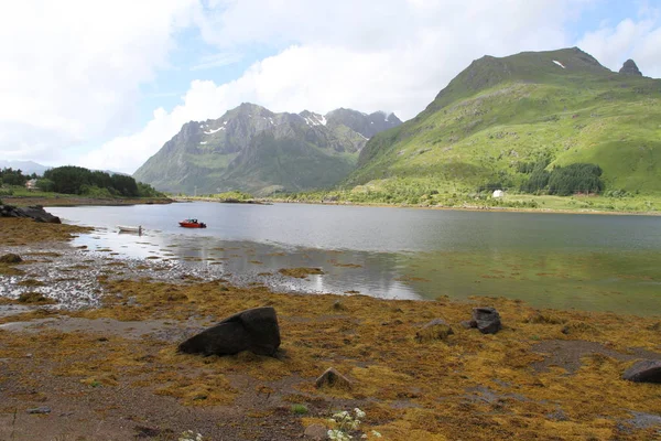 Lofoten Poloostrov Norsko Hory Jezera Fjordy — Stock fotografie