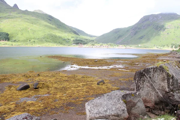 Lofoten Yarımadası Norveç Dağlar Göller Fiyortları — Stok fotoğraf