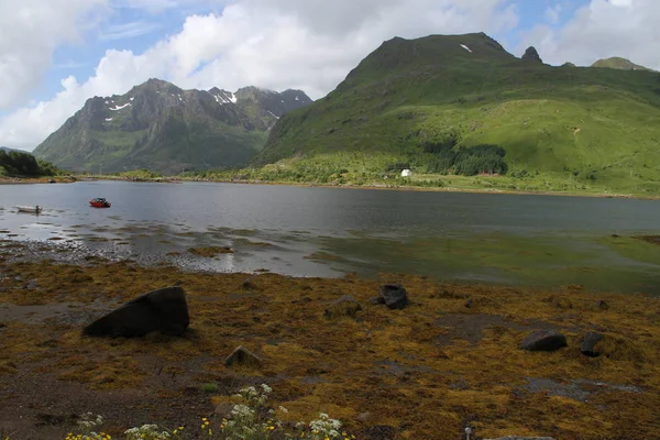 Península Lofoten Noruega Montañas Lagos Fiordos — Foto de Stock