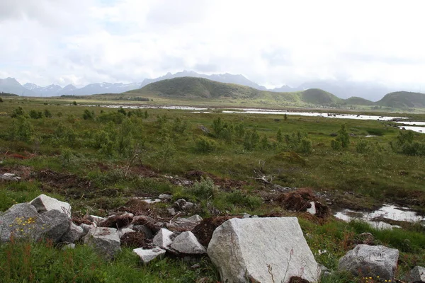 Península Lofoten Noruega Montanhas Lagos Fiordes — Fotografia de Stock