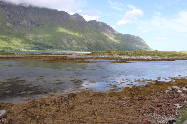Лофотенский Полуостров Норвегия Горы Озера Фьорды — стоковое фото