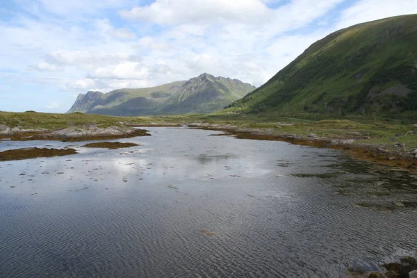 Lofoten Χερσόνησος Νορβηγία Βουνά Λίμνες Και Φιορδ — Φωτογραφία Αρχείου