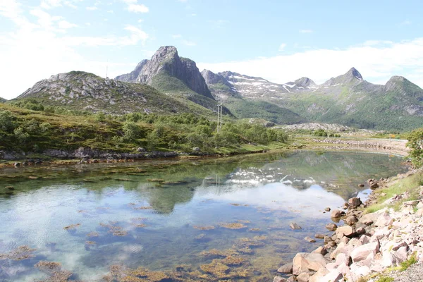 Lofoten Norwegen Berge Seen Und Fjorde — Stockfoto