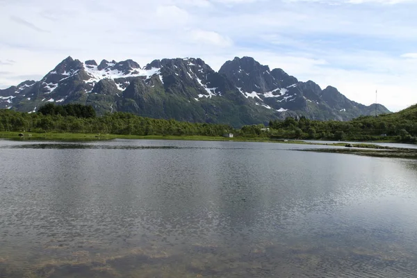Péninsule Lofoten Norvège Montagnes Lacs Fjords — Photo