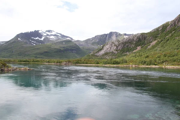 Péninsule Lofoten Norvège Montagnes Lacs Fjords — Photo