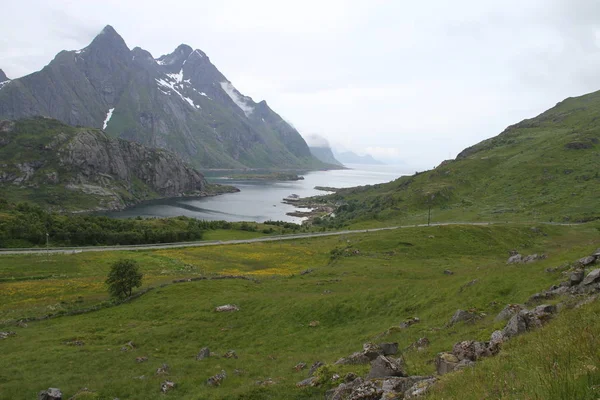 Penisola Lofoten Norvegia Montagne Laghi Fiordi — Foto Stock