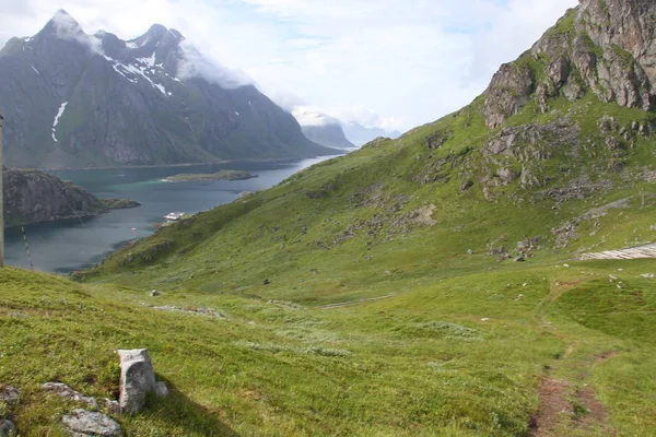 Penisola Lofoten Norvegia Montagne Laghi Fiordi — Foto Stock