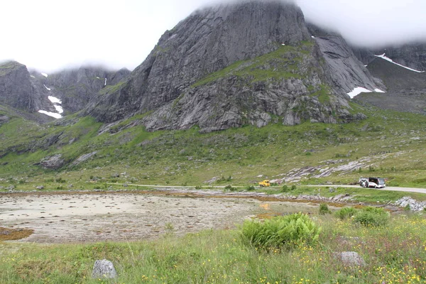 Lofoten Poloostrov Norsko Hory Jezera Fjordy — Stock fotografie