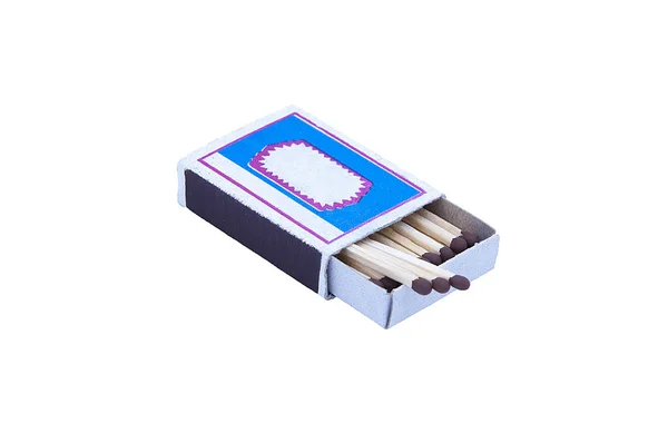 Box with matches on white background — Stock Photo, Image
