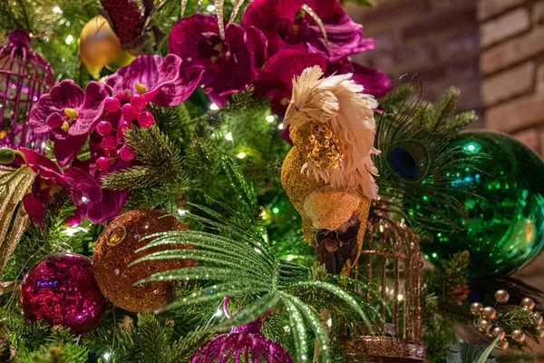 Versierde Kerstboom Begrip Wintervakantie — Stockfoto