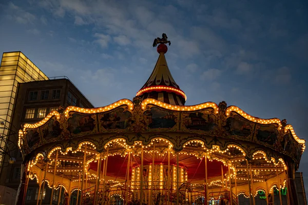 Berlin Allemagne 2018 Toit Décoré Lumineux Carrousel Rétro Avec Des — Photo