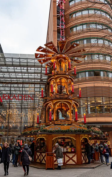 Berlin Germany 2019 Christmas Fair Europe Traditional Nativity Carousel Front — Stock Photo, Image