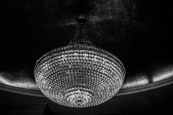 Chandelier Room Black White Stock Photo Elegant Chandelier Decorated Sparkling — Stock Photo, Image