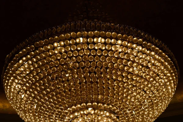 Golden Shiny Texture Semicircle Rows Diamond Shaped Glass Gems Closeup — Stock Photo, Image