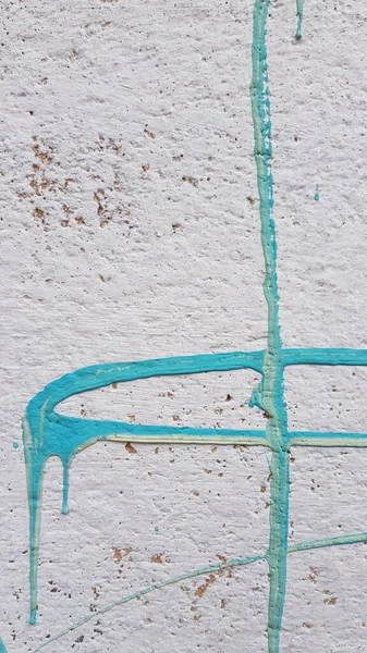 Líneas Trazos Pintura Azul Claro Superficie Pared Estuco Blanco Primer —  Fotos de Stock