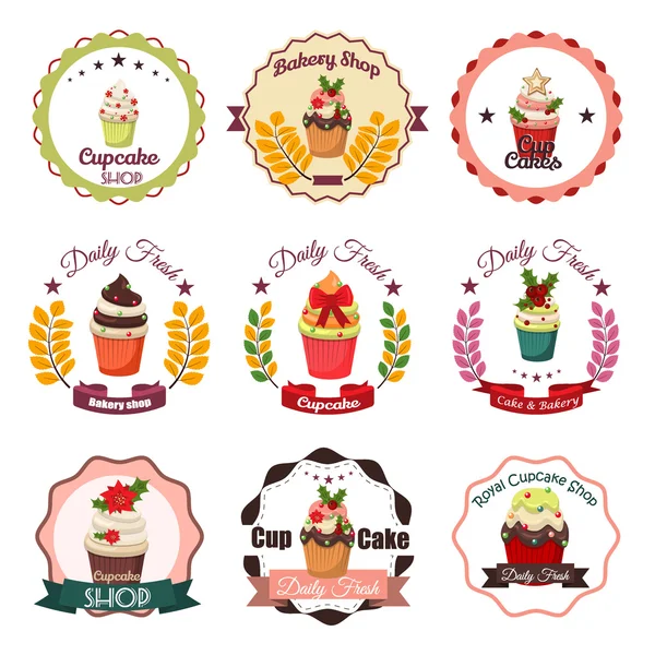 Collection of vintage retro bakery badges and labels — Stock Vector