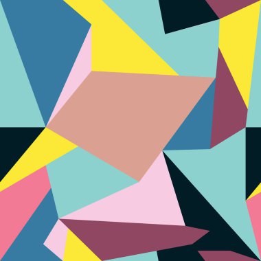 Memphis desen doku ve kartpostal için geometrik şekiller.