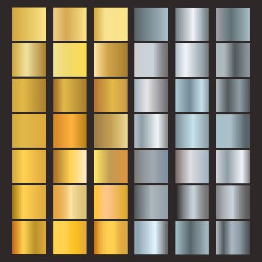 Gümüş ve altın degradeleri kümesini.