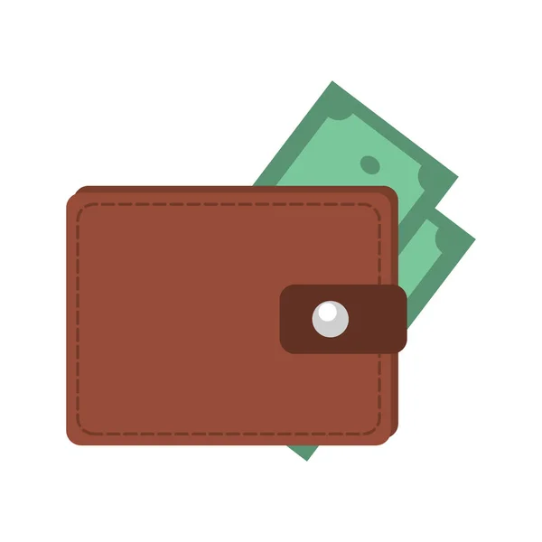 Гроші в гаманці плоский дизайн для бізнесу та фінансів . — стоковий вектор