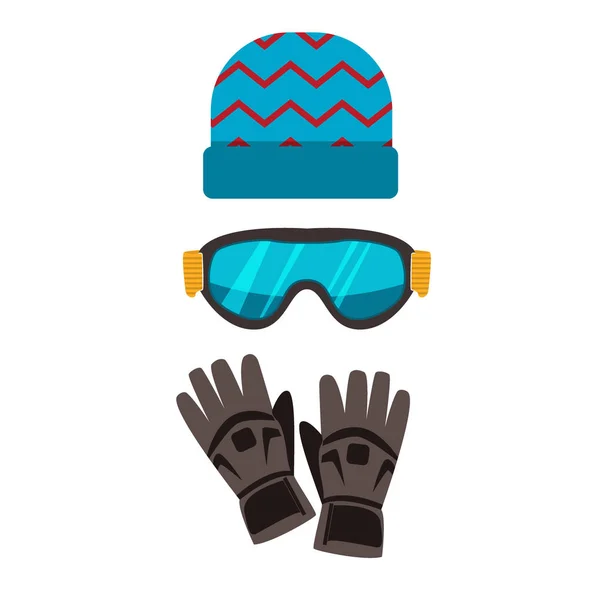 Ski gloves and skiing goggles vector illustration. — Stock Vector