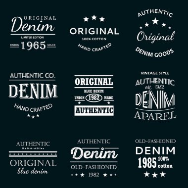Classical denim jeans typography emblems clipart
