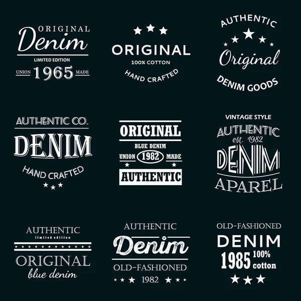 Klasik denim jeans tipografi Amblemler