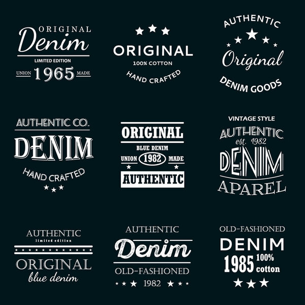 Classical denim jeans typography emblems