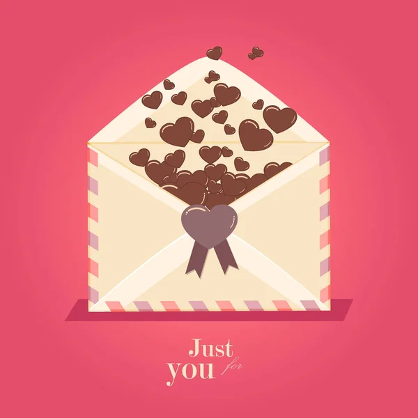 Happy Valentines Day envelop met papier hart. — Stockvector