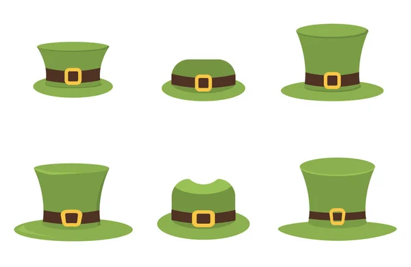 Six chapeaux St. Patricks Day isolés sur vecteur blanc . — Image vectorielle