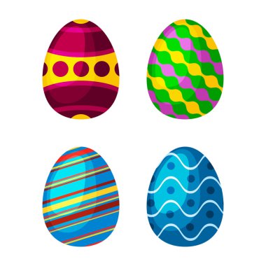 Paskalya yumurtaları renkli kutlama dekorasyon tatil vektör simgeler bahar.