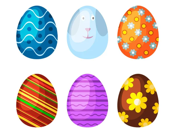 Huevos de Pascua primavera colorido celebración decoración vacaciones vector iconos . — Vector de stock