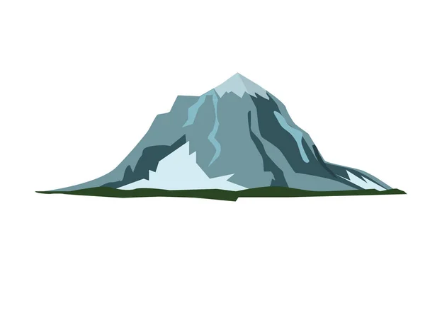 Montagna paesaggio neve natura viaggio trekking picco vettore illustrazione — Vettoriale Stock