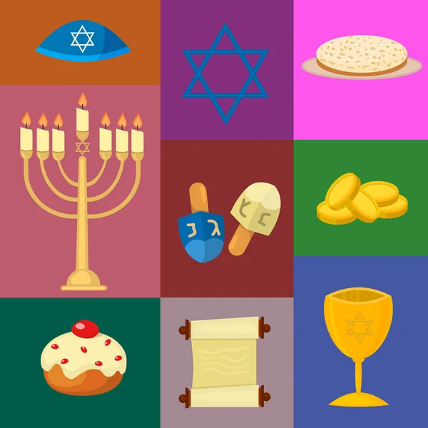Jodendom kerk traditionele symbolen pictogrammen instellen geïsoleerde illustratie — Stockfoto
