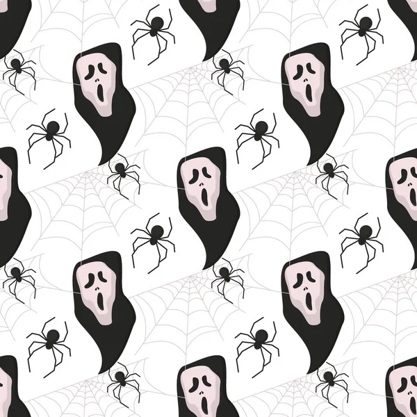 Halloween nahtlose Muster Vektor Hintergrund Urlaub Horror Tapete Cartoon gespenstisch Herbst Dekoration Illustration. — Stockvektor