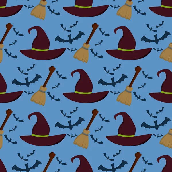 Halloween seamless pattern vector background holiday horror wallpaper cartoon spooky autumn decoration illustration. — Stock Vector