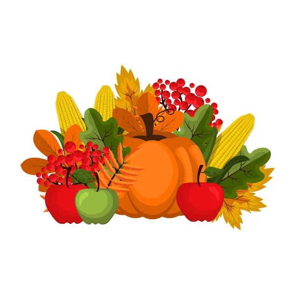 Mutlu Şükran günü kutlama tasarım karikatür sonbaharda hasat sezon tatil afiş vektör çizim tebrik.