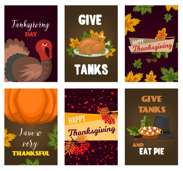 Happy thanksgiving karty celebracja transparent projekt kreskówka jesień pozdrowienie sezon zbiorów Broszura wektor ilustracja — Wektor stockowy