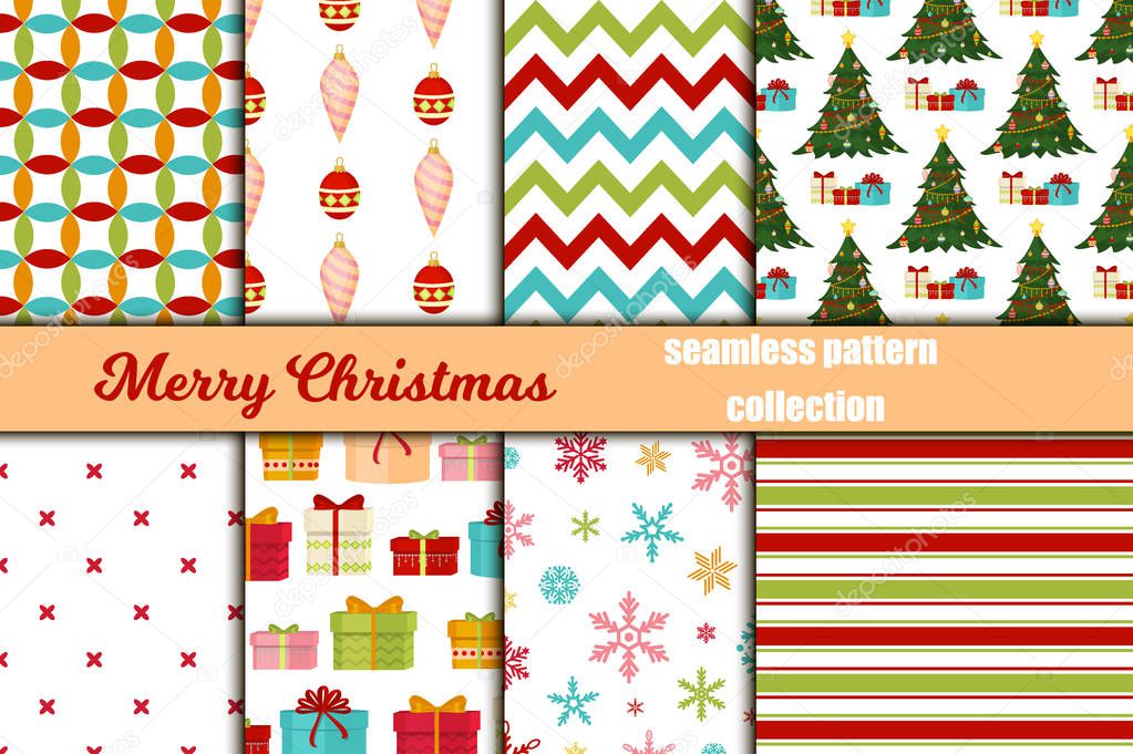 Christmas seamless pattern Merry Christmas and Happy New Year winter holiday background decorative paper vector illustration.