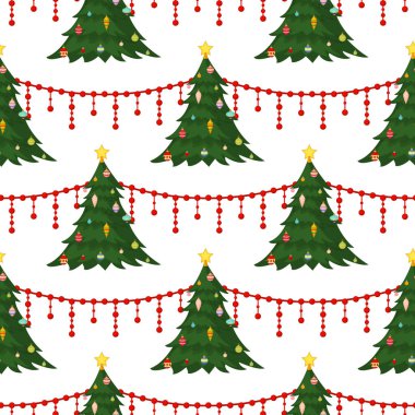 Noel seamless modeli neşeli Noel ve mutlu yeni yıl kış tatil arka plan dekoratif kağıt vektör çizim.